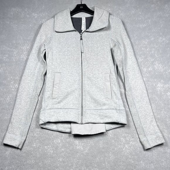 Lululemon Sweatshirt Jacket Women’s Size 6 Gray Full Zip Sweater Zipper Logo - Picture 1 of 14